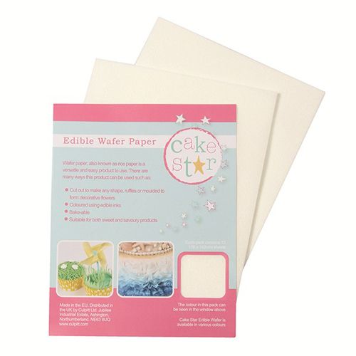 CAKE STAR EDIBLE WAFER PAPER -WHITE- PK 12