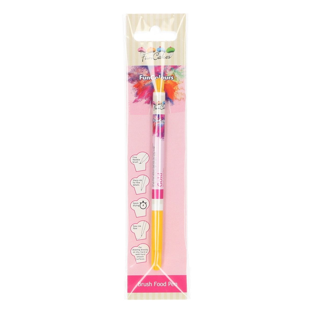 FUNCAKES EDIBLE FUNCOLOURS BRUSH FOOD PEN - GOLD